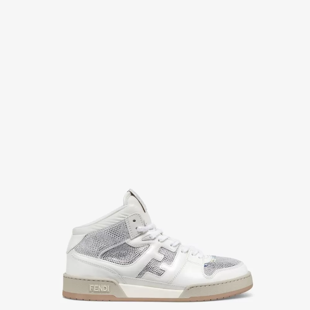 Fendi Sneakers<High-Tops Aus Leder In Weis