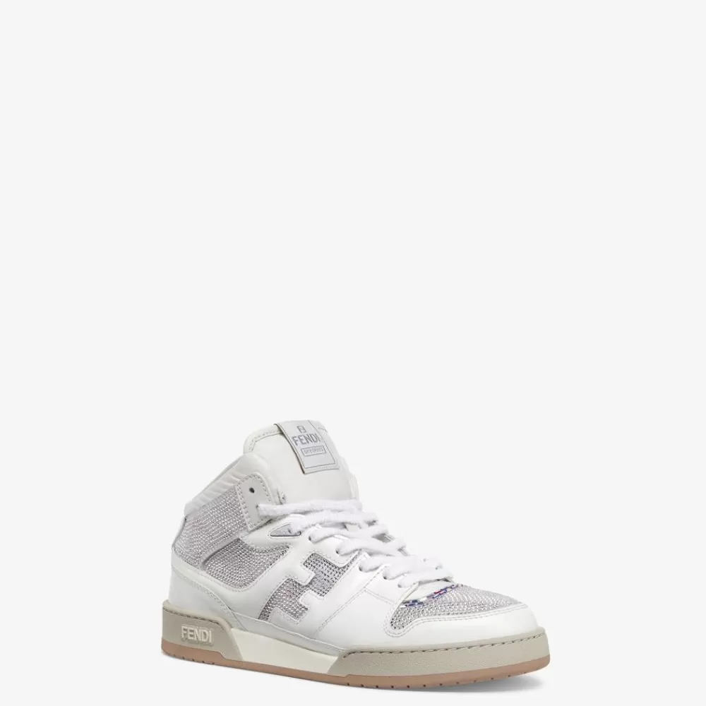 Fendi Sneakers<High-Tops Aus Leder In Weis