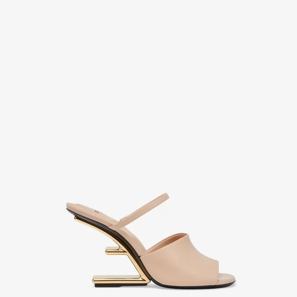 Fendi Pantoletten Und Sandalen<Hohe Sandale Mit Hohem Absatz Aus Leder In Rosa