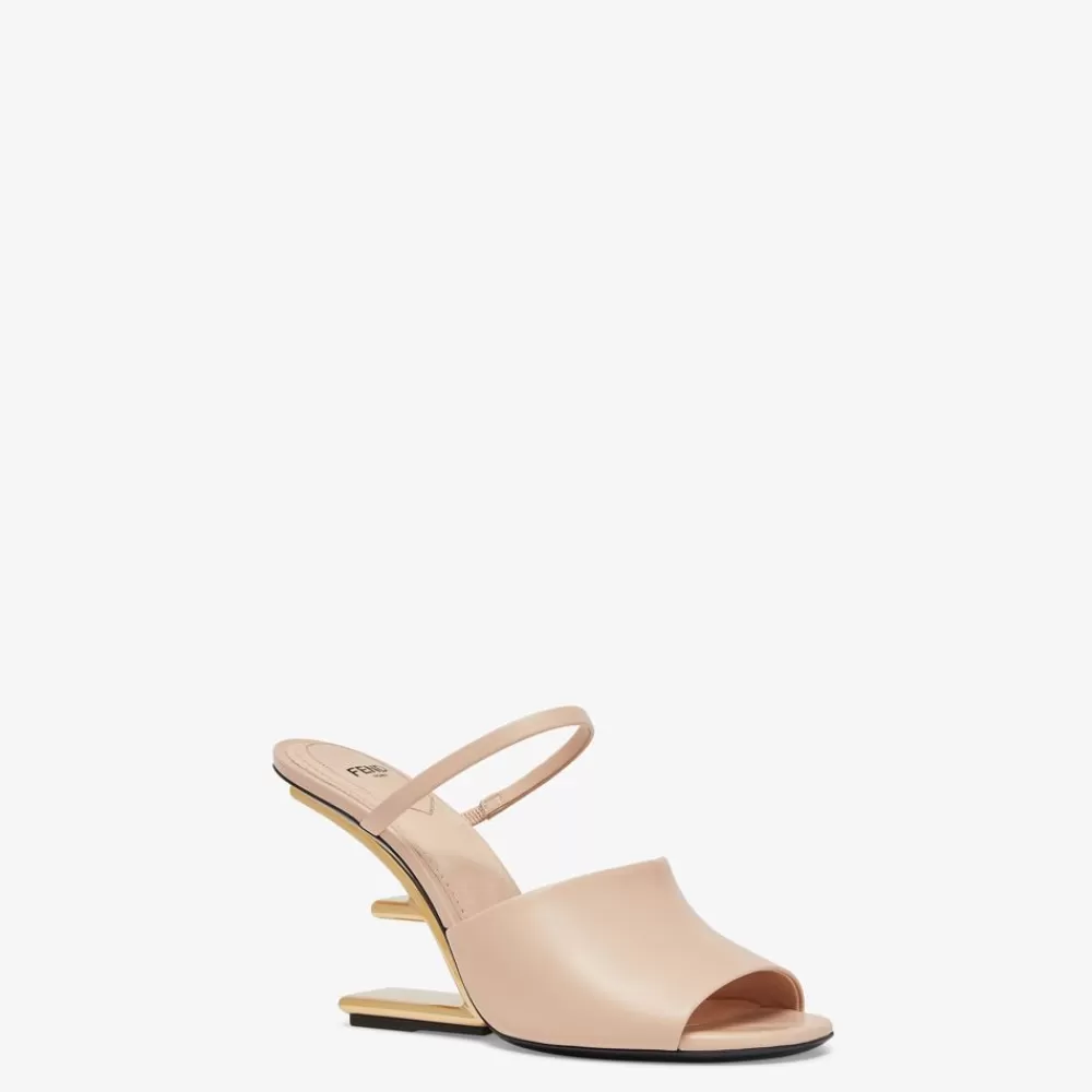 Fendi Pantoletten Und Sandalen<Hohe Sandale Mit Hohem Absatz Aus Leder In Rosa