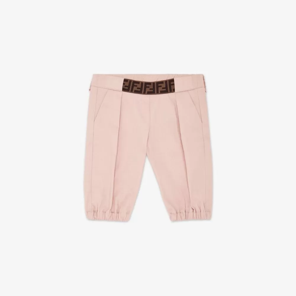 Fendi Baby Madchen<Hose Aus Rosafarbener Baumwolle Mit Logo-Detail