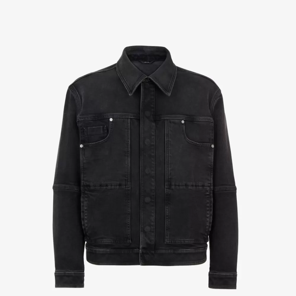 Fendi Mantel Und Oberbekleidung<Jacke Aus Denim In Schwarz