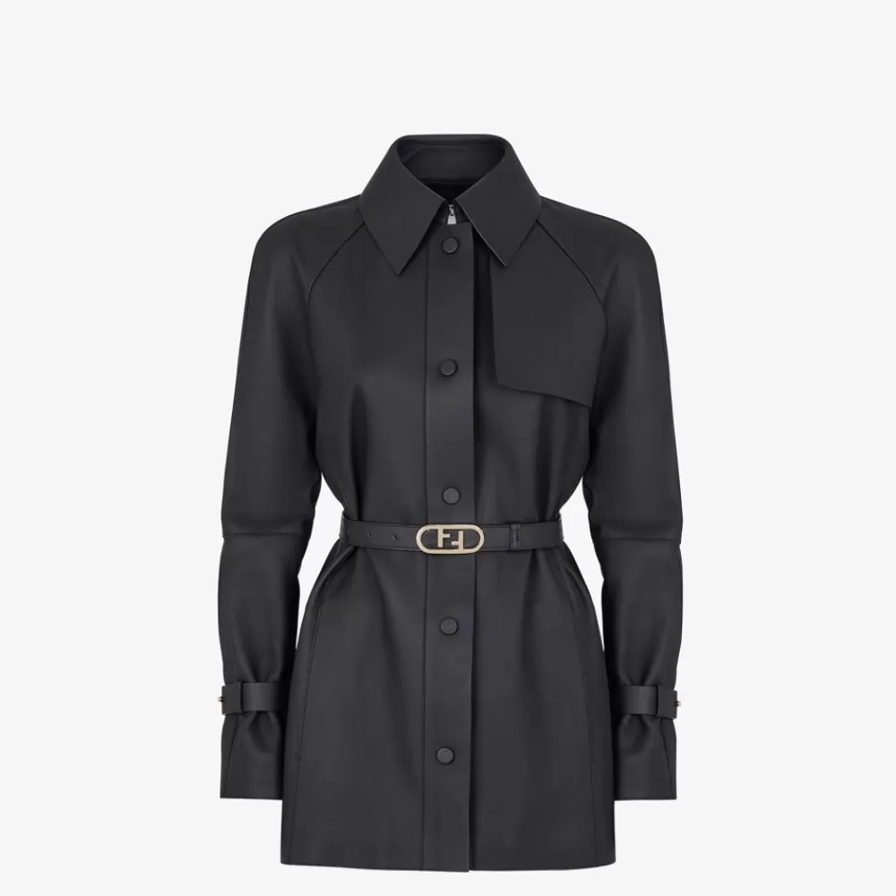 Fendi Mantel Und Oberbekleidung<Jacke Aus Gewachstem Leder In Schwarz