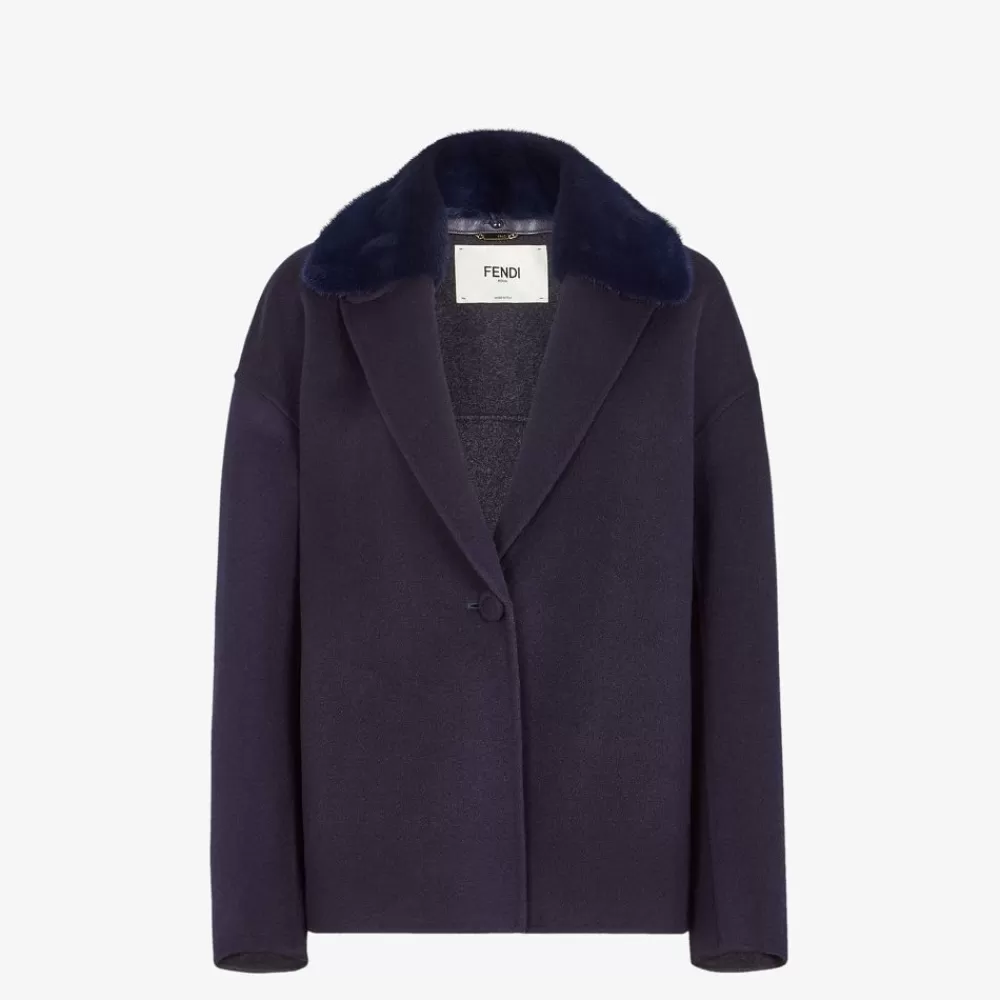 Fendi Mantel Und Oberbekleidung<Jacke Aus Kaschmir In Blau