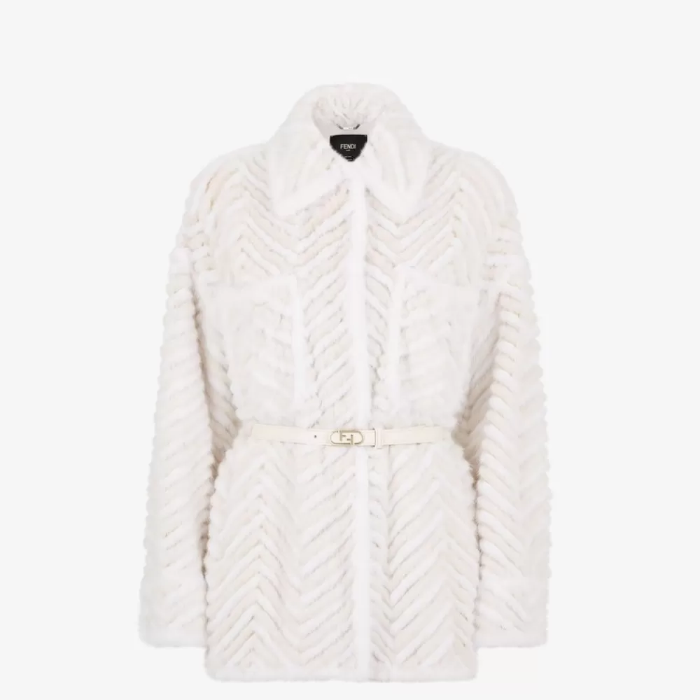 Fendi Mantel Und Oberbekleidung<Jacke Aus Nerzpelz In Weis