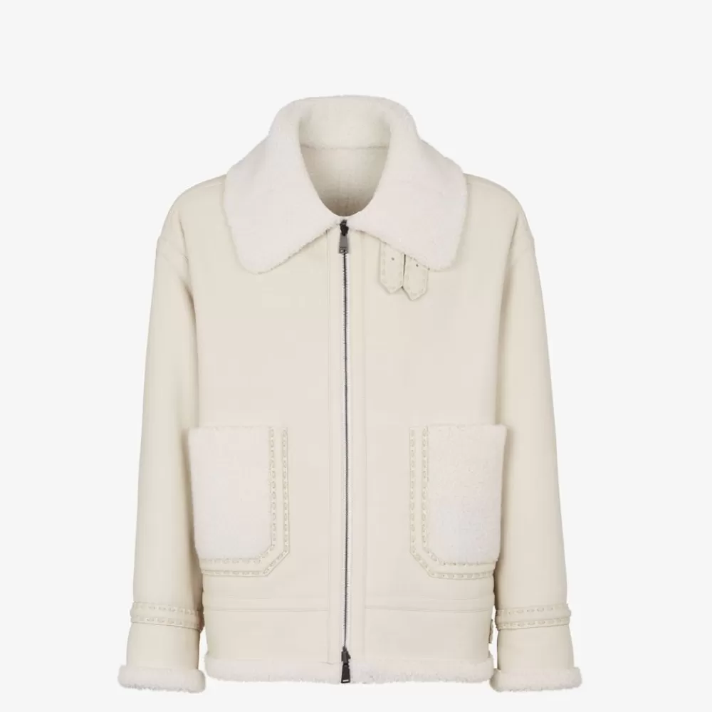 Fendi Mantel Und Oberbekleidung<Jacke Aus Shearling In Weis