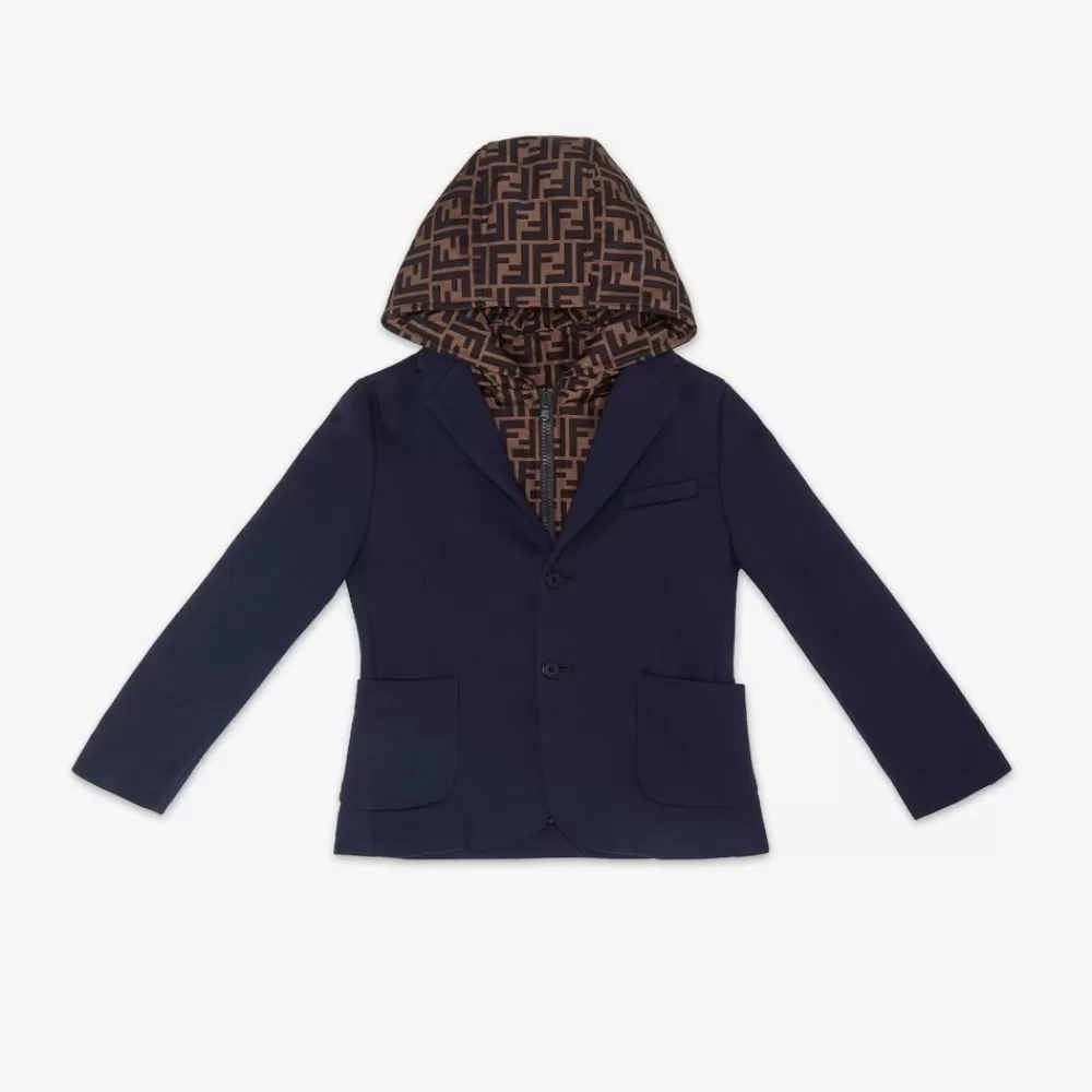 Fendi Ready To Wear<Jacke Mit Ff Kapuze In Marineblau
