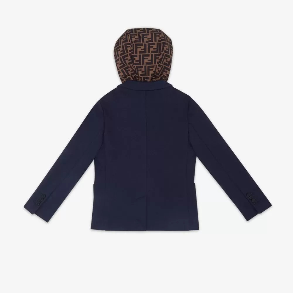 Fendi Ready To Wear<Jacke Mit Ff Kapuze In Marineblau