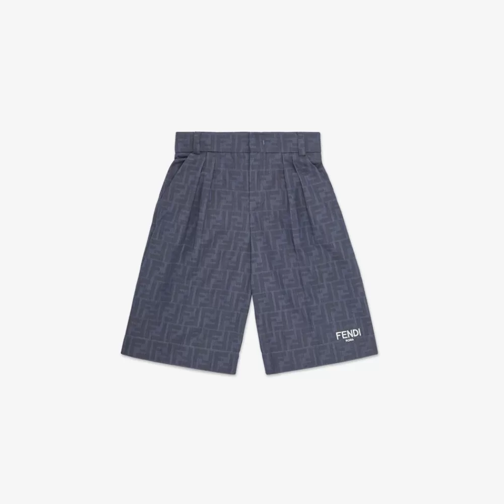 Fendi Ready To Wear<Junior-Bermudas Aus Chambray In Blau