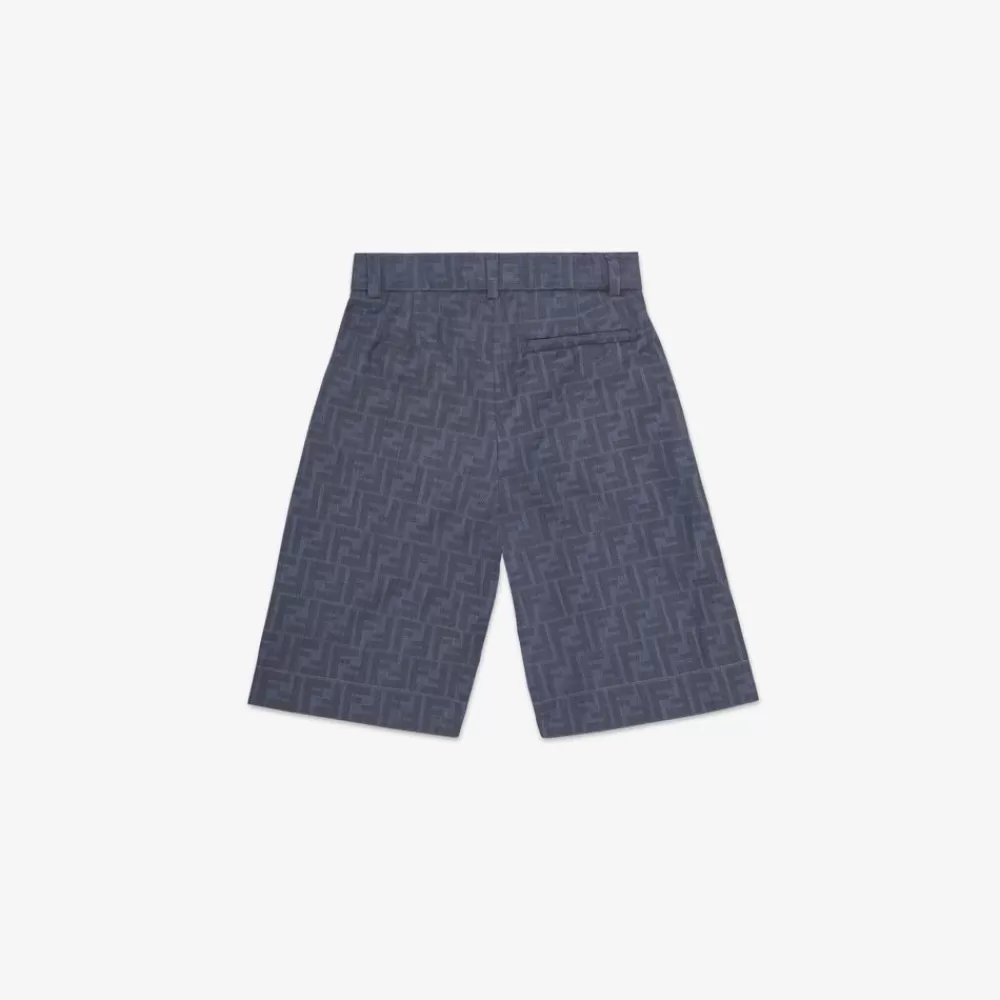 Fendi Ready To Wear<Junior-Bermudas Aus Chambray In Blau