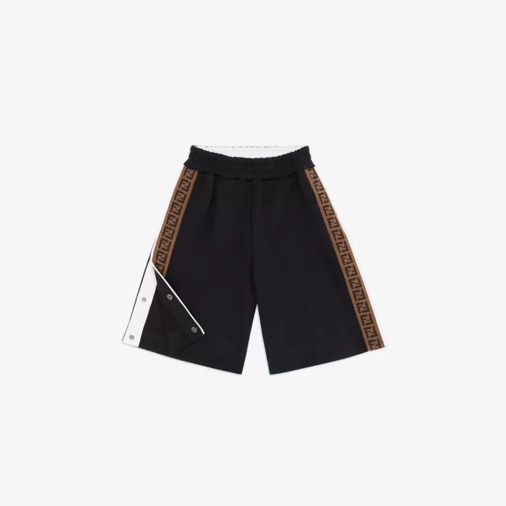 Fendi Ready To Wear<Junior-Bermuda-Short Aus Technischem Gewebe In Schwarz