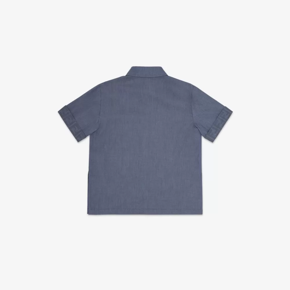 Fendi Ready To Wear<Junior-Hemd Aus Chambray In Blau