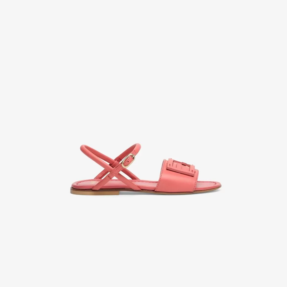Fendi Schuhe<Junior-Sandale Aus Nappaleder In Korallfarben Mit Logo
