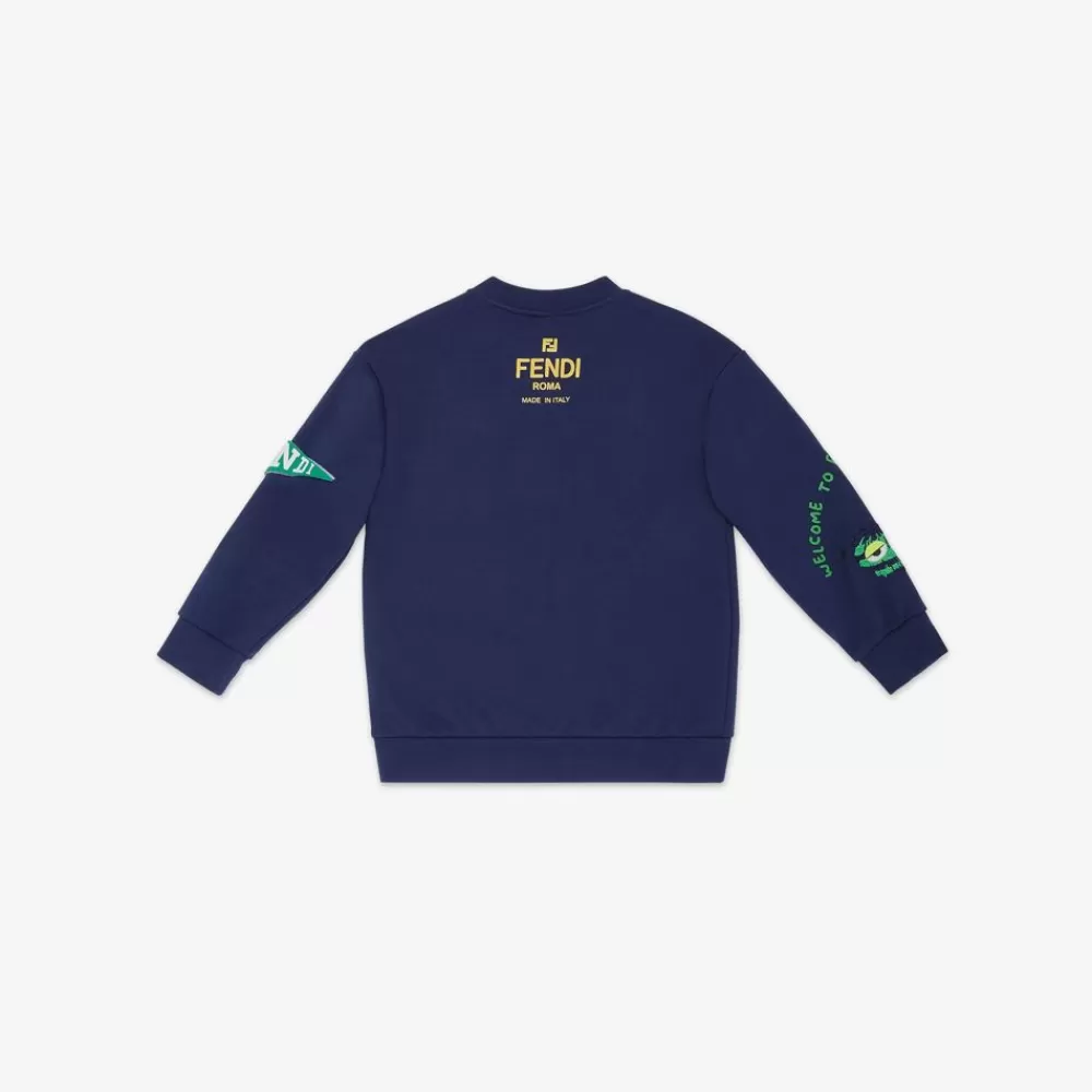 Fendi Ready To Wear<Junior-Sweatshirt In Blau, Mehrfarbig