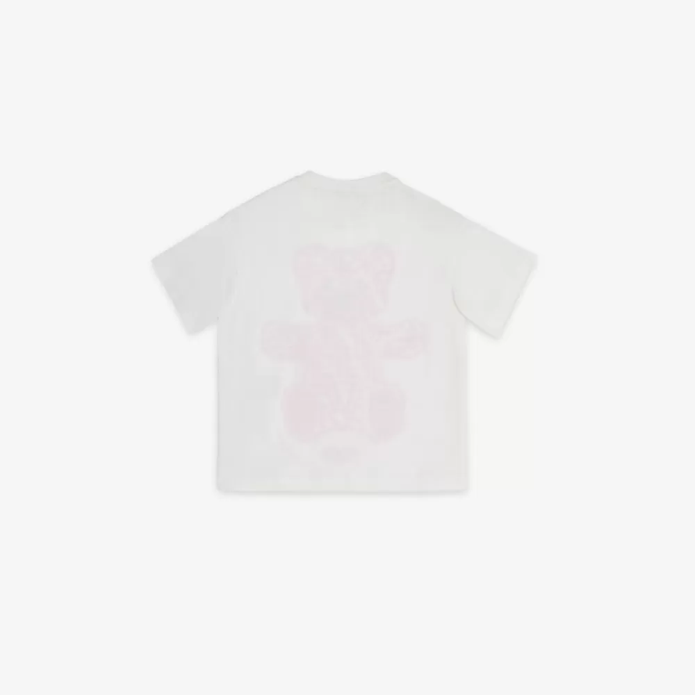Fendi Ready To Wear<Junior-T-Shirt Aus Jersey In Weis Mit Aufdruck In Fuchsiafarben