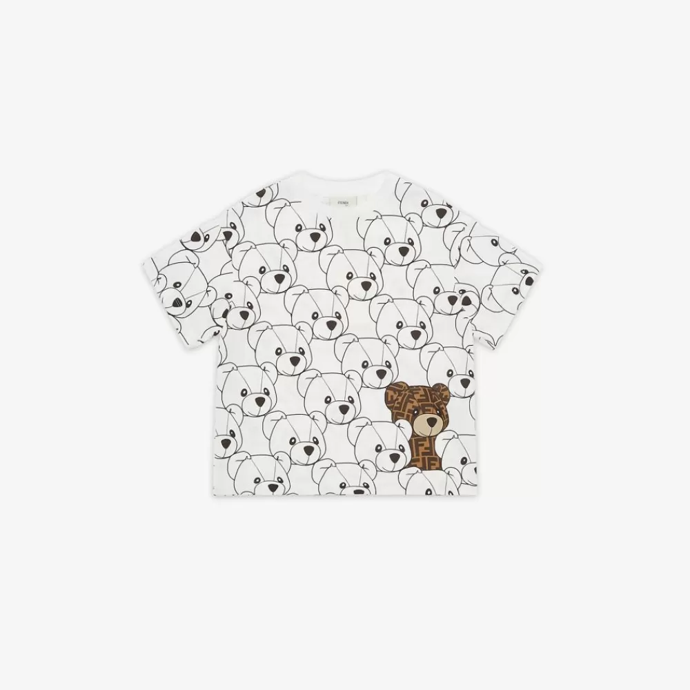 Fendi Ready To Wear<Junior-T-Shirt Aus Jersey Mit Mehrfarbigem Print