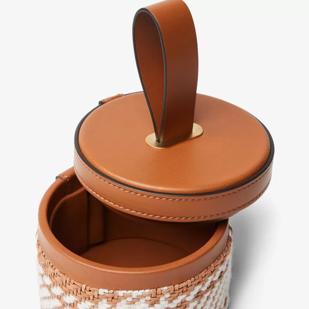 Fendi Home Accessories<Kleine Schatulle Mit Karomuster Aus Stoff Und Leder In Braun