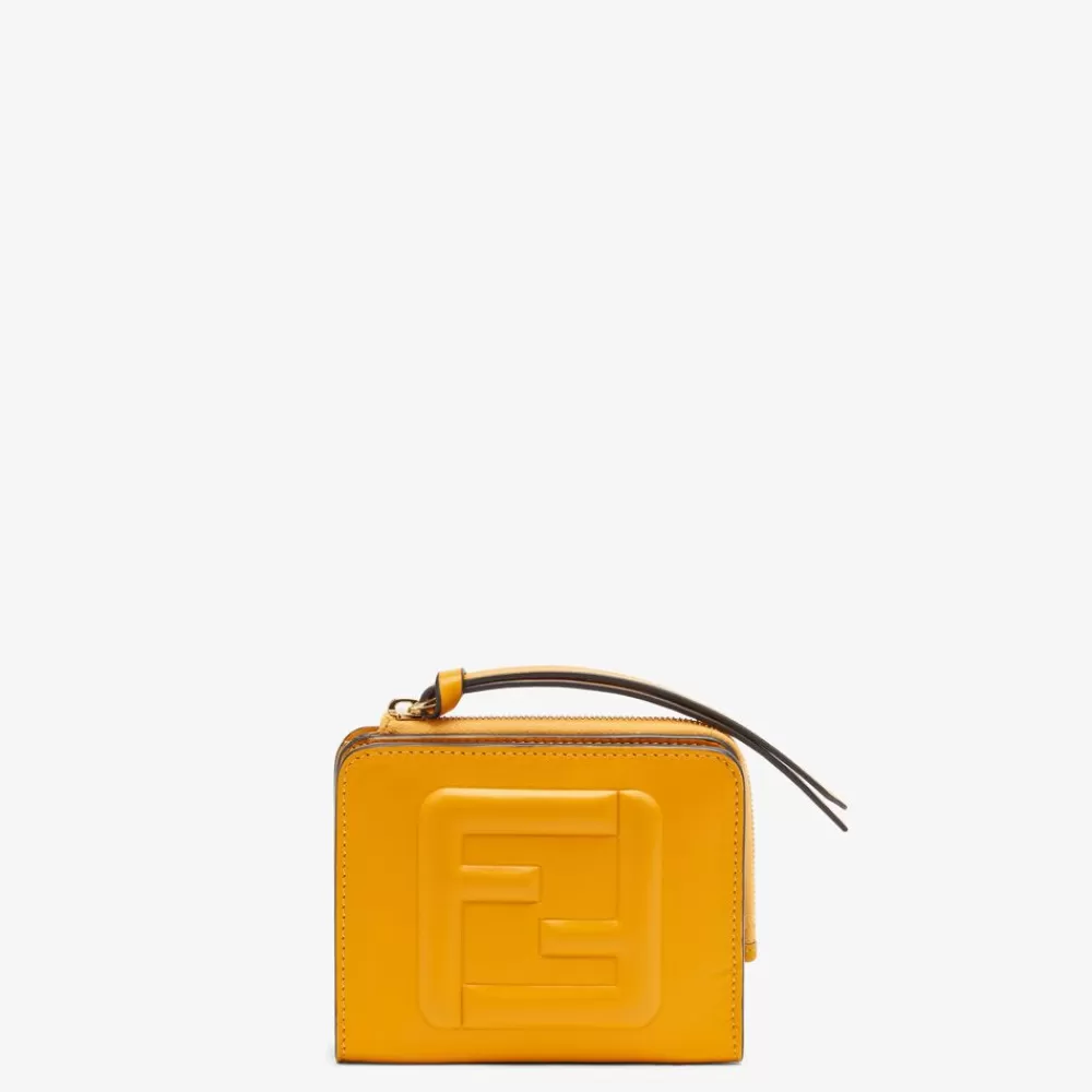 Fendi Portemonnaies<Kompaktes Portemonnaie Aus Leder In Gelb