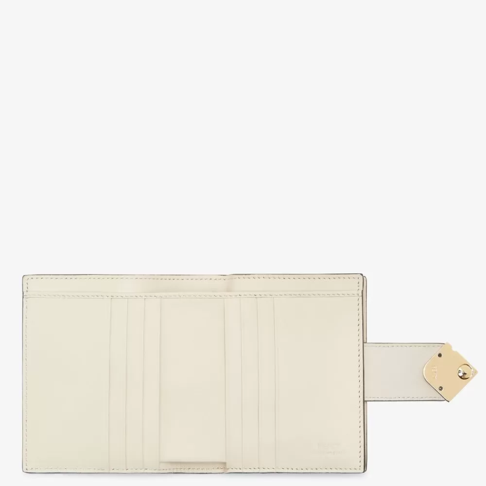 Fendi Portemonnaies<Kompaktes Portemonnaie Aus Zweifarbigem Leder In Braun Und Kamelienweis