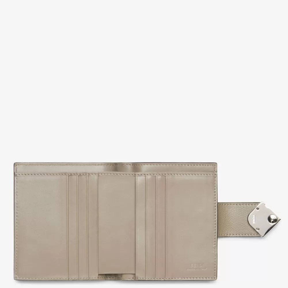 Fendi Portemonnaies<Kompaktes Portemonnaie Aus Zweifarbigem Leder In Rosa Und Taubengrau