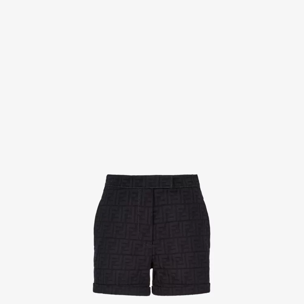 Fendi Jeans<Kurze Hose Aus Jacquard-Denim In Blau