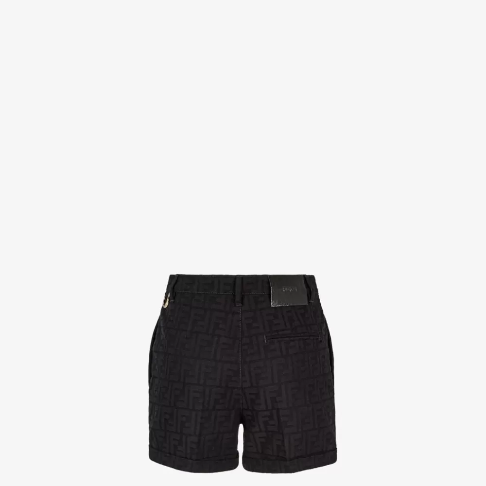 Fendi Jeans<Kurze Hose Aus Jacquard-Denim In Blau