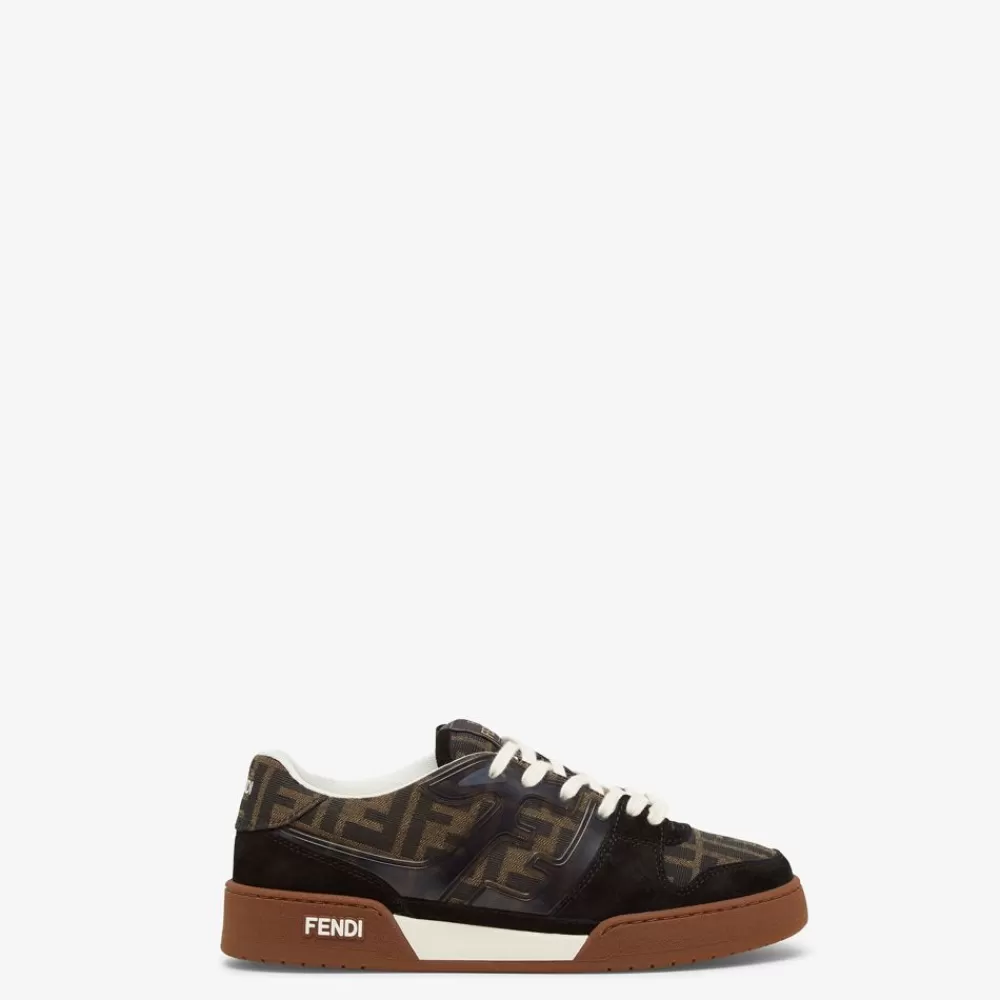 Fendi Sneakers<Low-Top Aus Canvas Mit Veloursleder In Schwarz