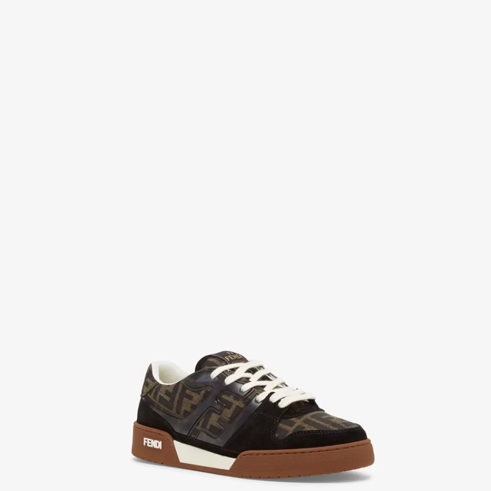 Fendi Sneakers<Low-Top Aus Canvas Mit Veloursleder In Schwarz