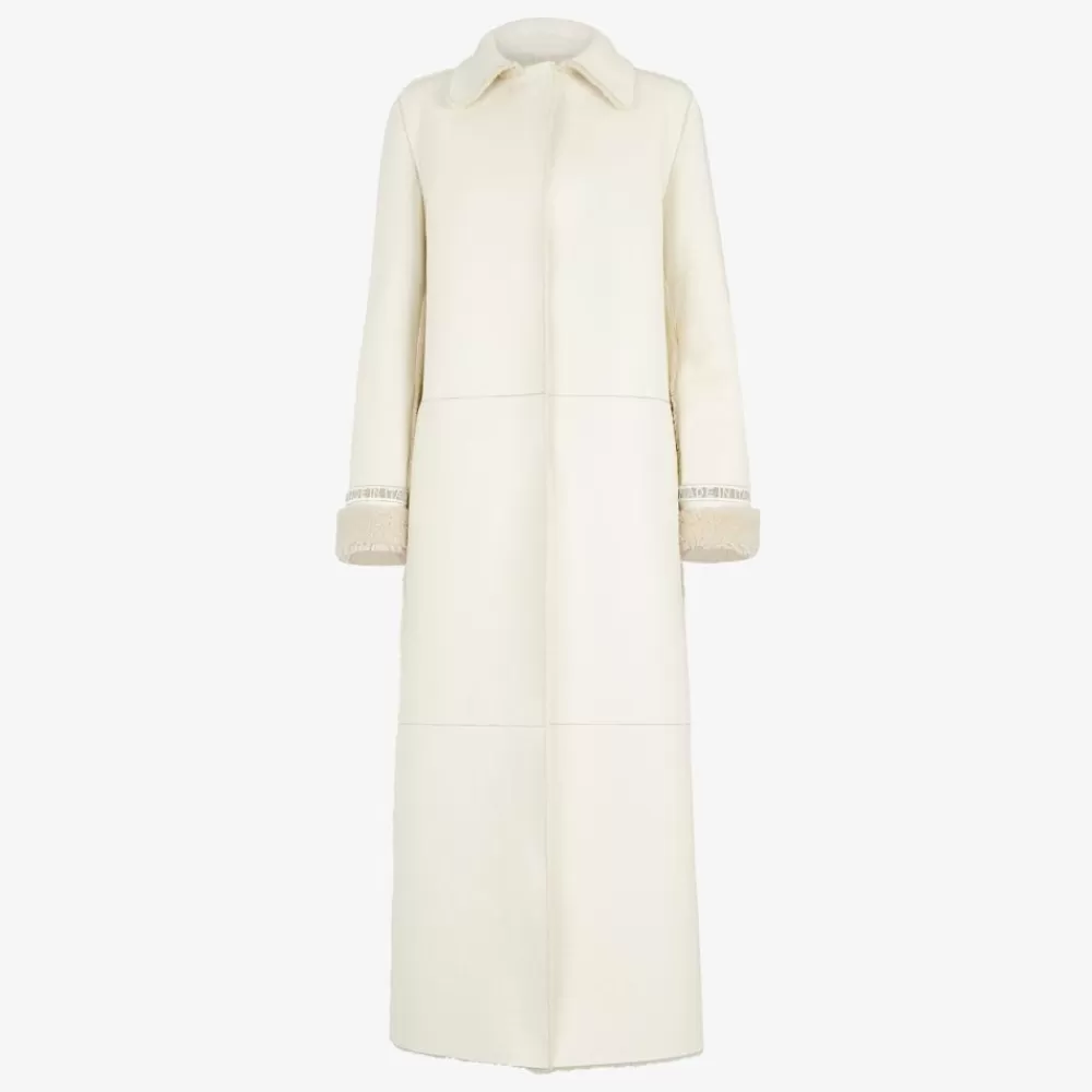Fendi Mantel Und Oberbekleidung<Mantel Aus Leder Und Shearling In Weis