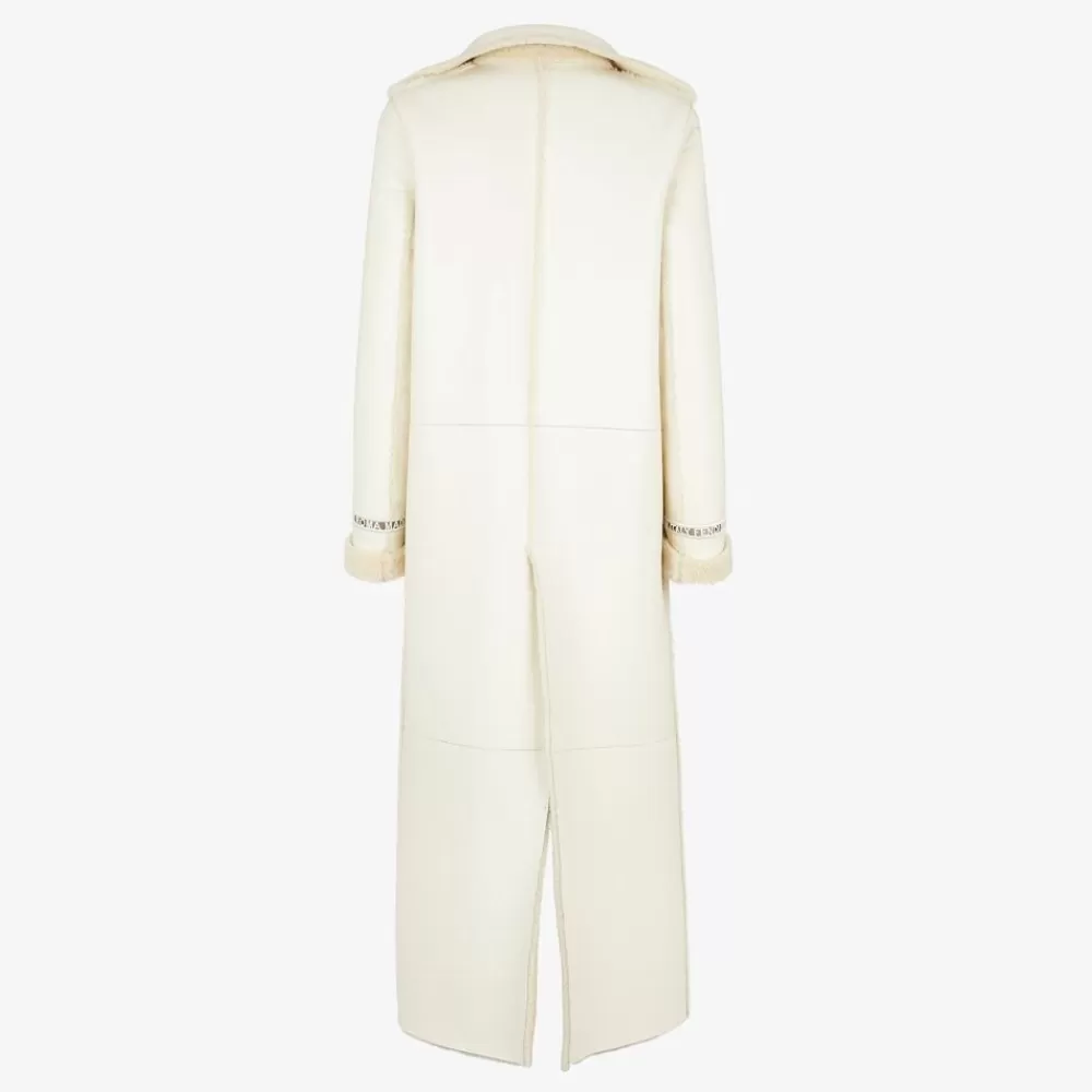 Fendi Mantel Und Oberbekleidung<Mantel Aus Leder Und Shearling In Weis