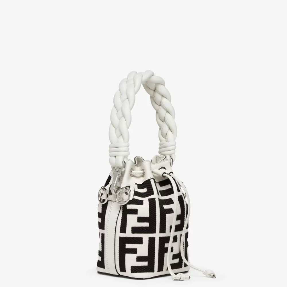 Fendi Mini-Taschen<Mini Bag Aus Canvas In Weis Und Schwarz Mit Ff-Stickerei