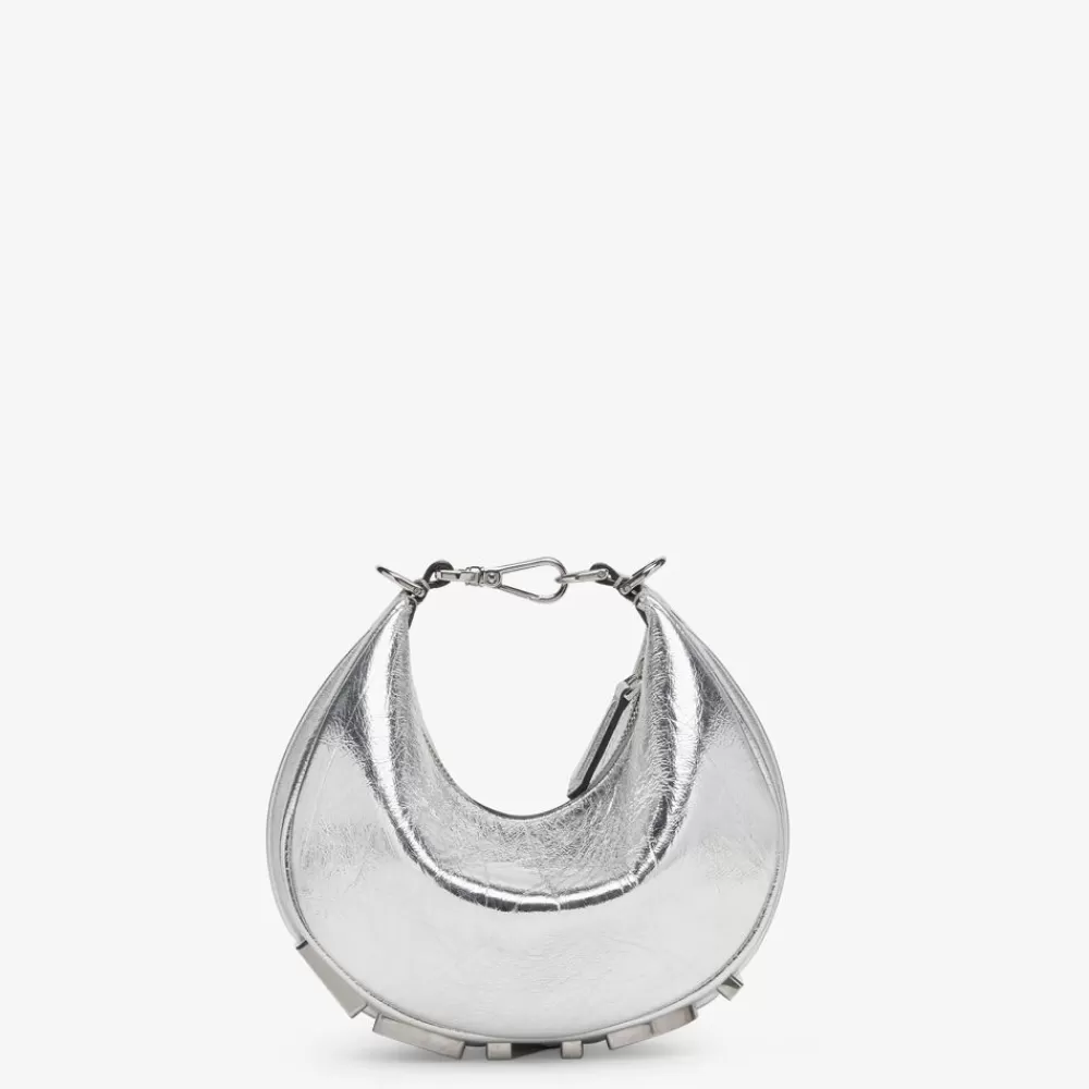 Fendi Mini-Taschen<Mini Bag Aus Leder In Silberfarben Mit Craquele-Optik