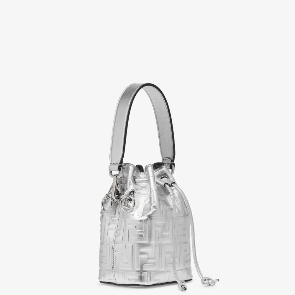 Fendi Mini-Taschen<Mini Bag Aus Leder In Silberfarben Mit Ff-Muster
