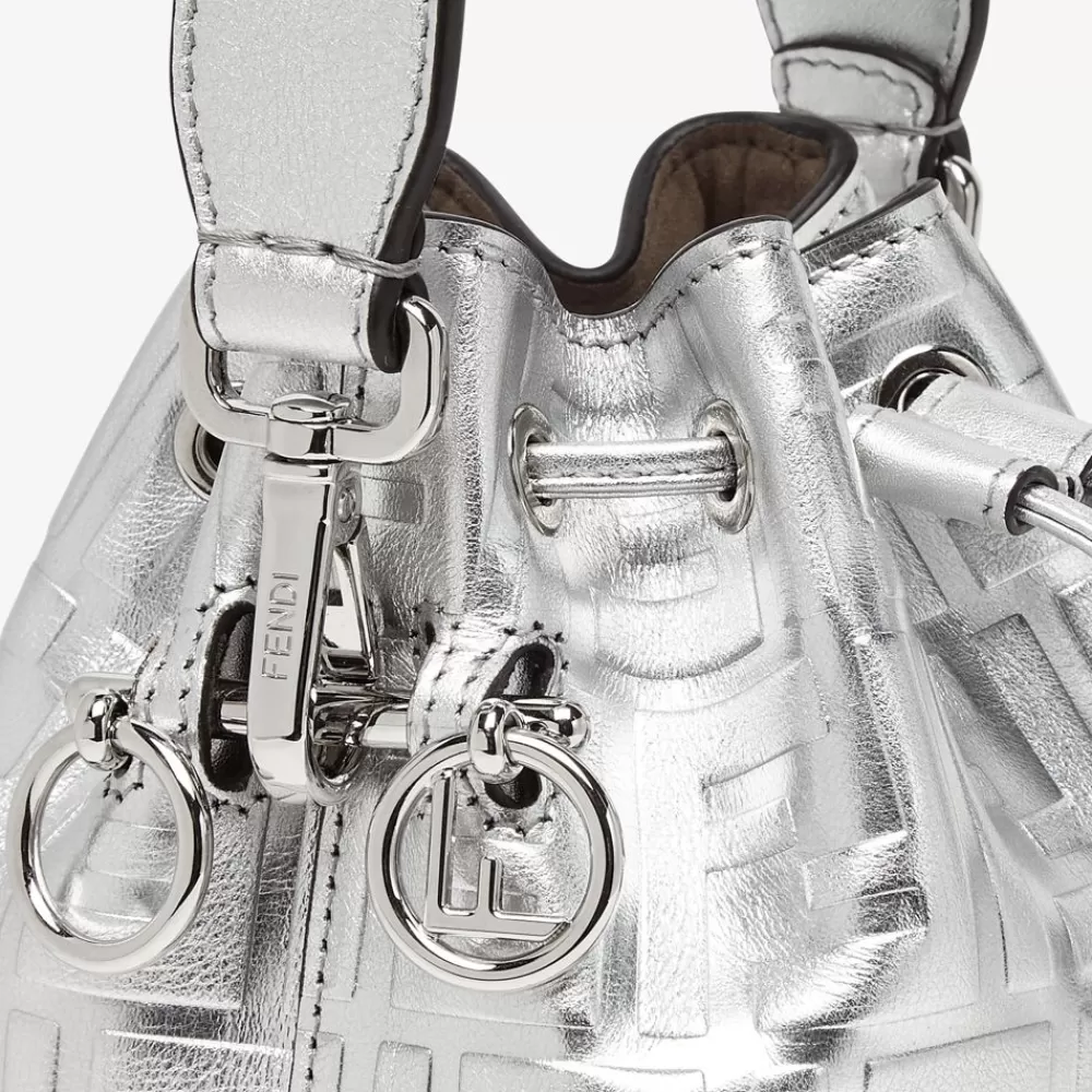 Fendi Mini-Taschen<Mini Bag Aus Leder In Silberfarben Mit Ff-Muster