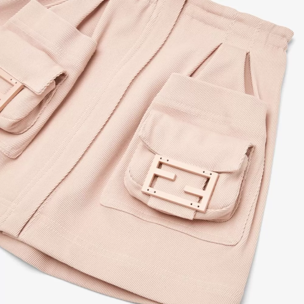Fendi Ready To Wear<Mini Me Minirock Aus Rosafarbener Baumwolle Mit Baguette-Detail