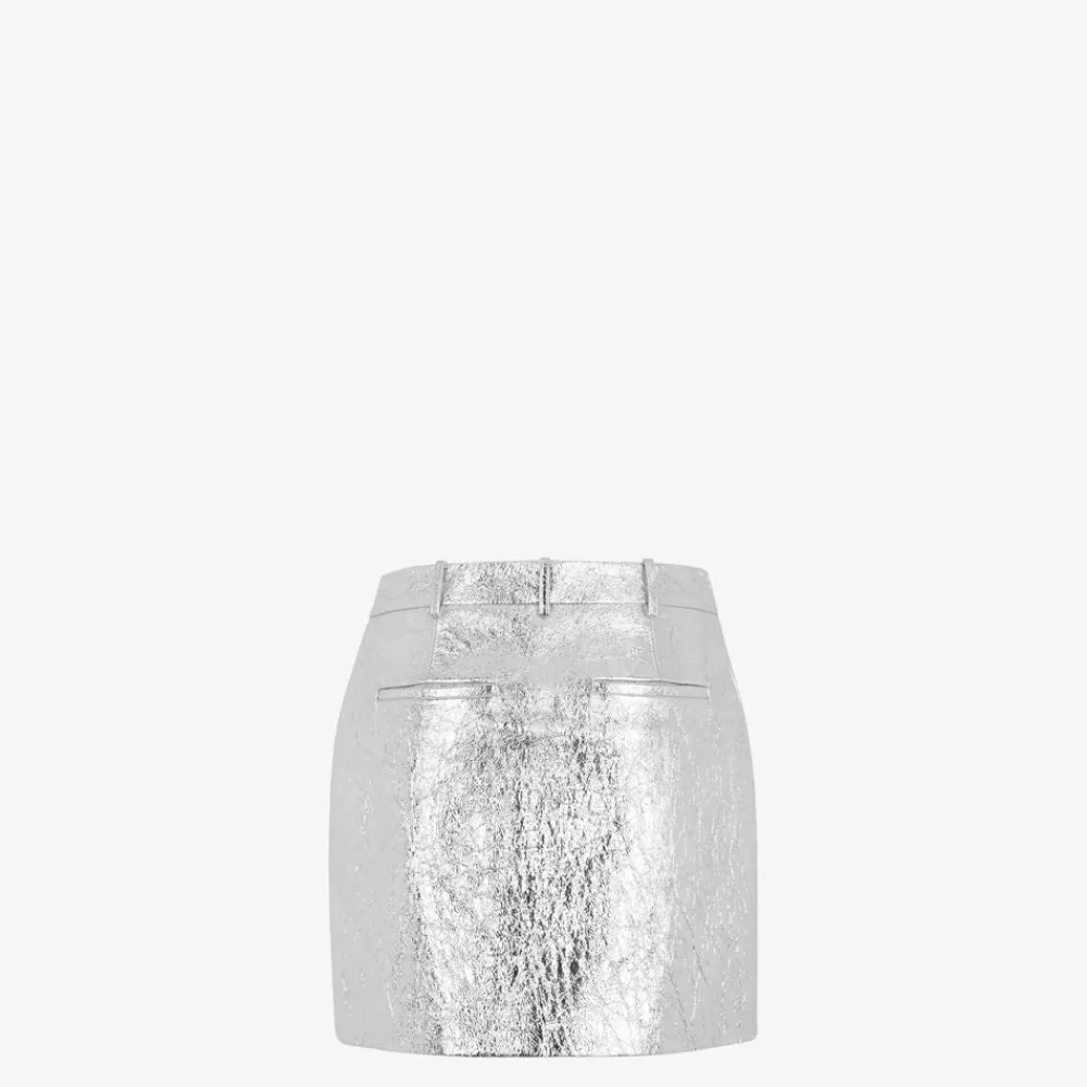 Fendi Rocke<Minirock Aus Leder In Silberfarben