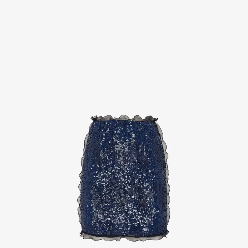 Fendi Rocke<Minirock Mit Pailletten-Stickerei In Blau