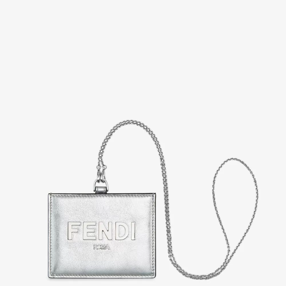 Fendi Kartenetuis Und Kleine Accessoires<Namensschild Aus Leder In Silberfarben