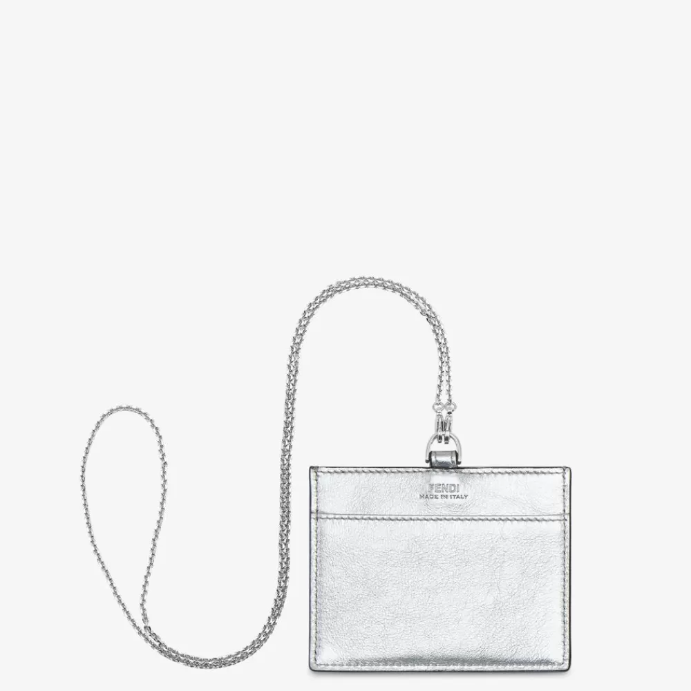 Fendi Kartenetuis Und Kleine Accessoires<Namensschild Aus Leder In Silberfarben