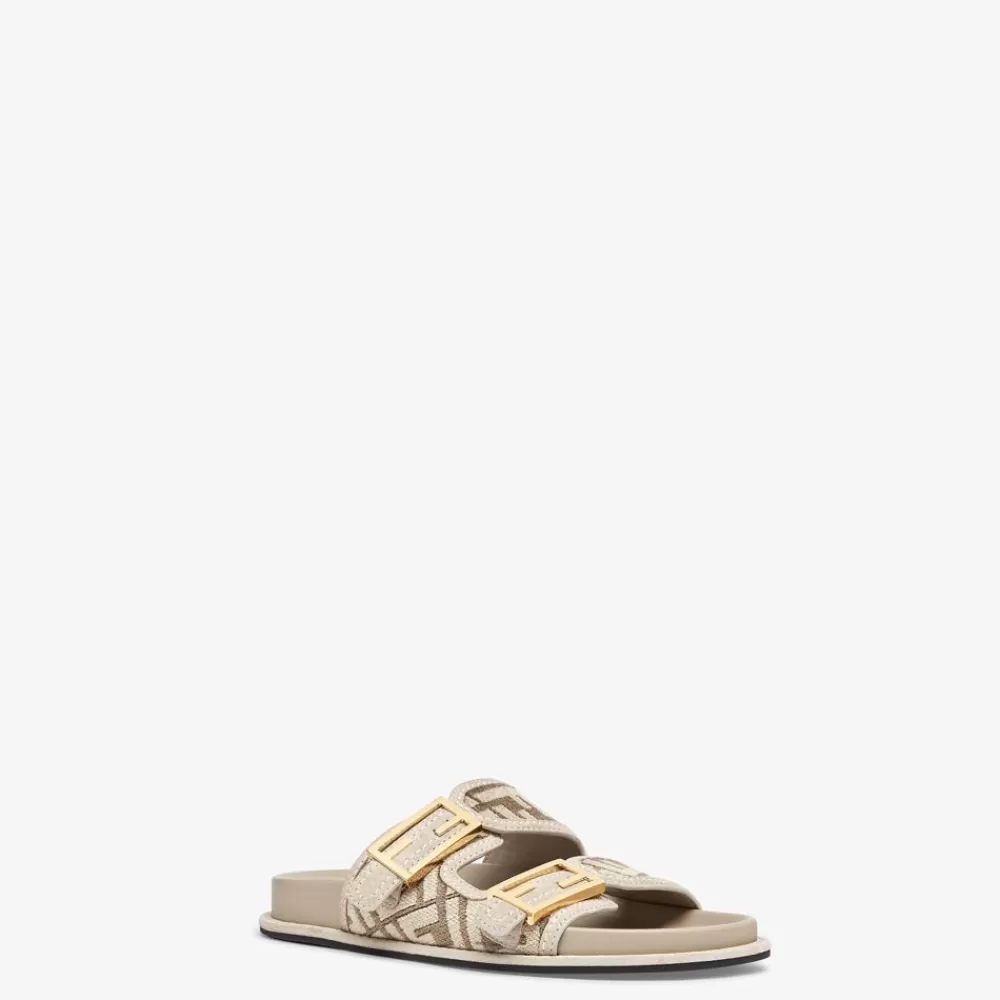 Fendi Pantoletten Und Sandalen<Pantolette Aus Chenille Mit Ff-Motiv In Taube
