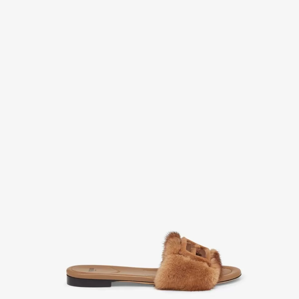 Fendi Pantoletten Und Sandalen<Pantolette Aus Nerzpelz In Braun