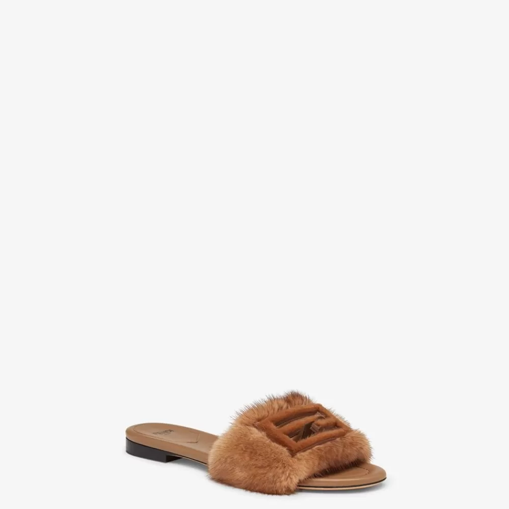 Fendi Pantoletten Und Sandalen<Pantolette Aus Nerzpelz In Braun