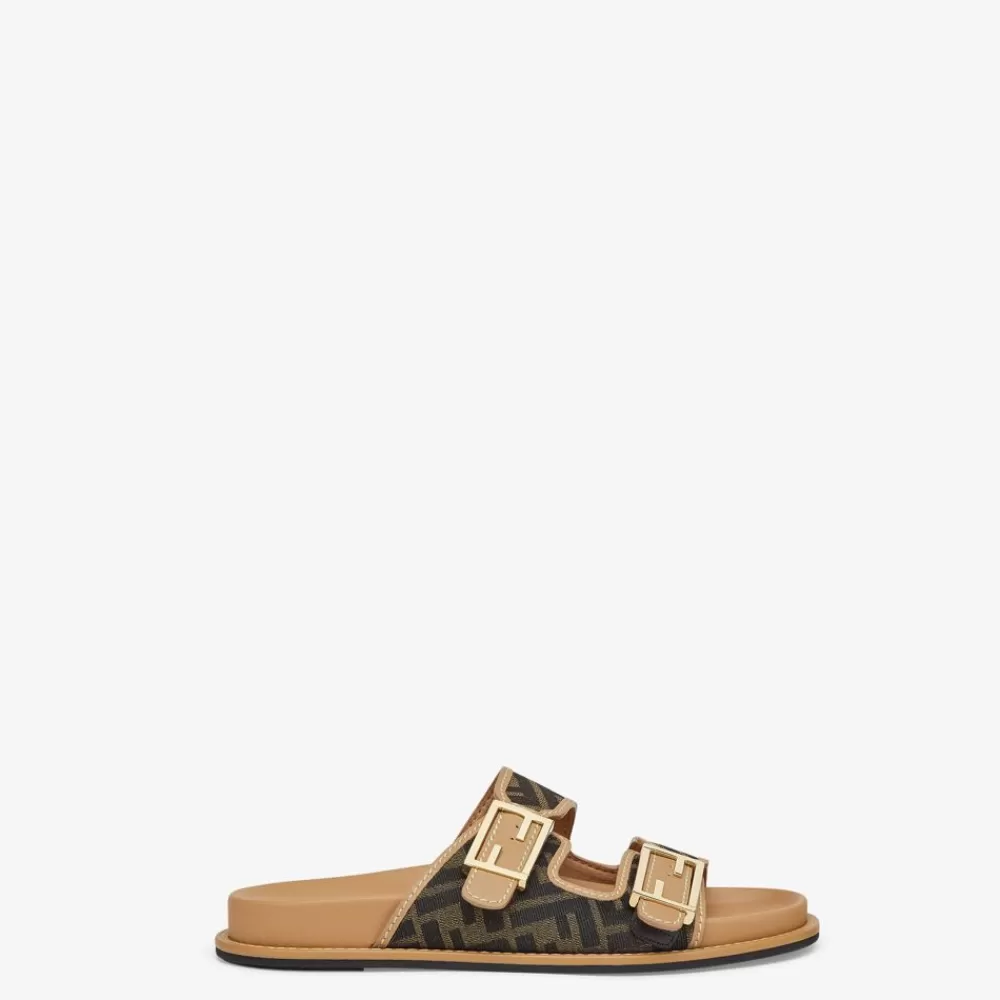 Fendi Pantoletten Und Sandalen<Pantoletten Aus Ff-Signatur-Stoff In Braun