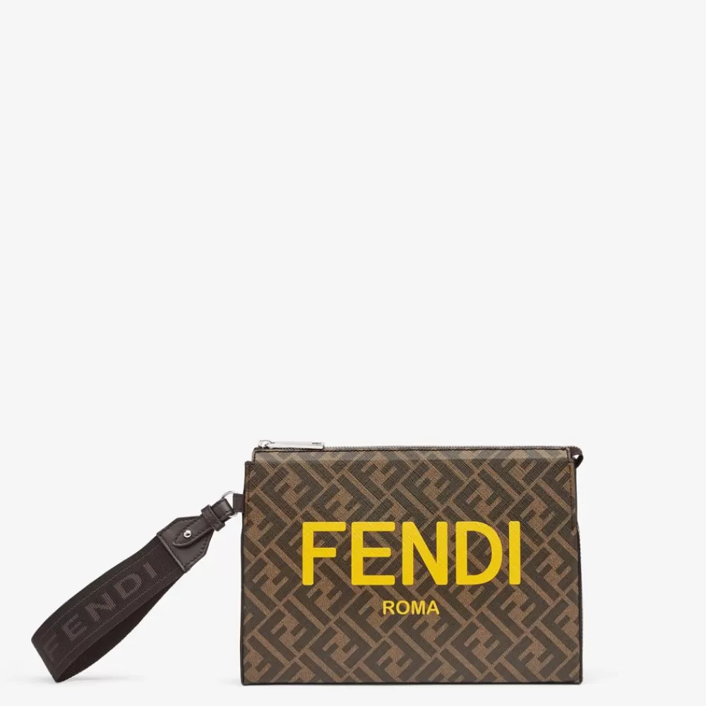 Fendi Pochettes Und Handyhullen<Pochette Aus Ff-Signatur-Stoff In Braun
