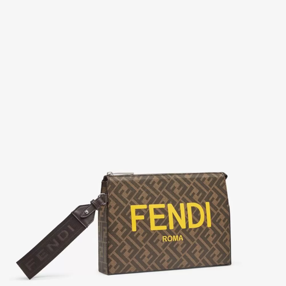 Fendi Pochettes Und Handyhullen<Pochette Aus Ff-Signatur-Stoff In Braun