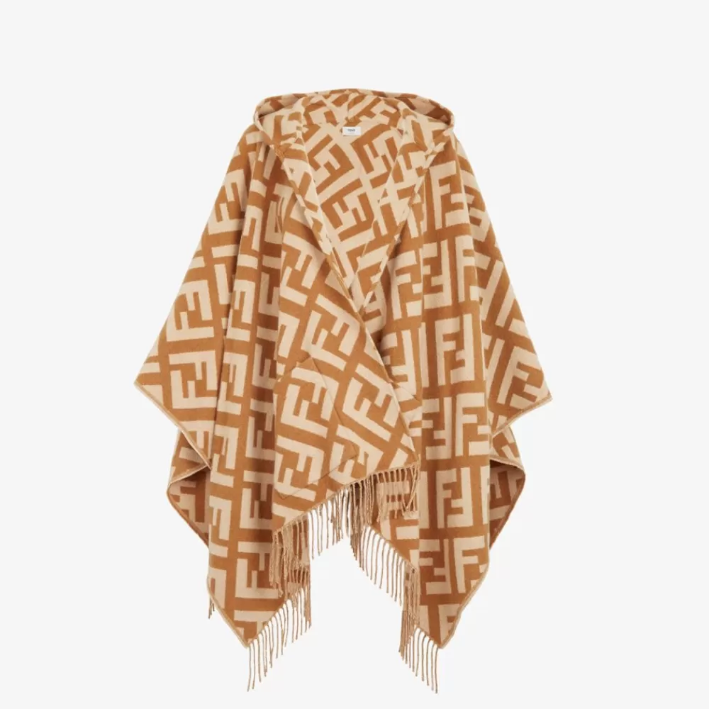 Fendi Schals Und Ponchos<Poncho Aus Kaschmir In Karamellbraun