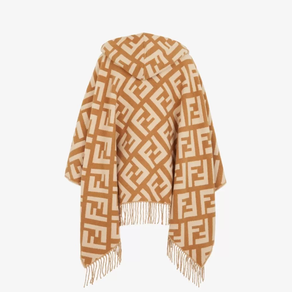 Fendi Schals Und Ponchos<Poncho Aus Kaschmir In Karamellbraun