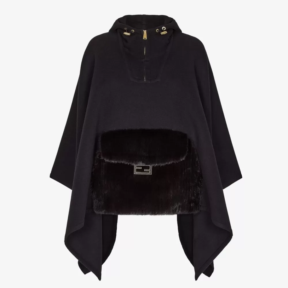 Fendi Schals Und Ponchos<Poncho Aus Kaschmir Und Nerzpelz In Schwarz