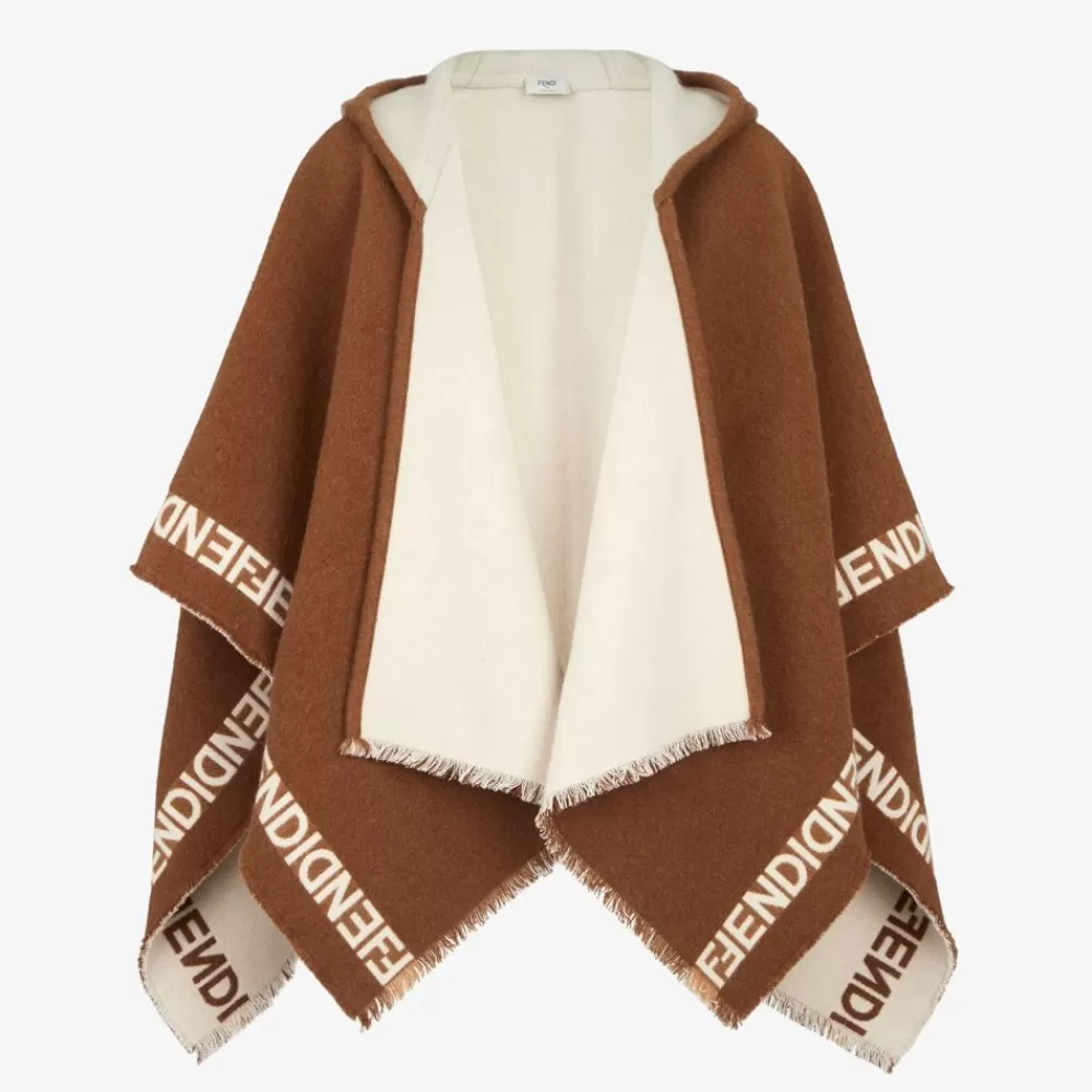 Fendi Schals Und Ponchos<Poncho Aus Wolle In Braun Und Beige