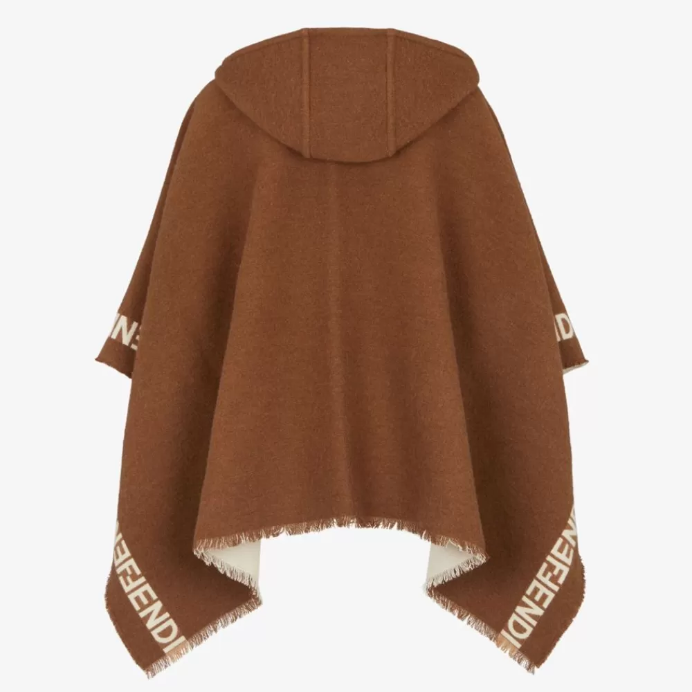 Fendi Schals Und Ponchos<Poncho Aus Wolle In Braun Und Beige